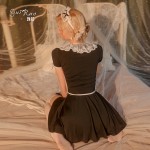 Ruo Ruo Pure Desire Wind Hollow out Lace Sweet Age Reducing Maidservant Dress No Release Temptation Uniform Set role-playing 2568