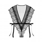 Guiruo Fun Underwear Sexy Deep V Mesh Temptation Waist Lacing Hot One Piece Nightwear Set Issued on behalf of 025