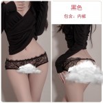 Guiruo Fun Underwear Sexy and Spicy Lace up Bow Knot Low Waist Underwear Free Transparent Women's Triangle Pants 2120