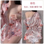 Guiruo Fun Lingerie Low Breast Dew Breast Seduction Japanese Seduction Lace up Cardigan and Bed Uniform Set 1597