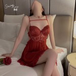 Guiruo Fun Lingerie Sexy Backless Pure Desire Mesh Steel Ring Chest Cushion Gathering Sling Sleeping Dress Uniform Set 1925