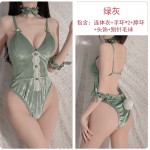 Guiruo Fun Lingerie Cute and Pretty Rabbit Girl Chest Cushion with Concealed Button Opening and Stripless One Piece Uniform Set 2606