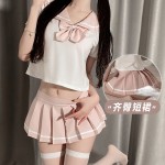 Guiruo Fun Underwear Sexy, Sweet, and Pure Student Dress Open Hip 100 Pleated Short Skirt Women's Bed Uniform Set 2628