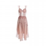 Guiruo Spring/Summer New Sexy Lace Splice Chest Cushion Suspender Sleeping Dress Minimalist Outer Robe Home Suit Set W2799