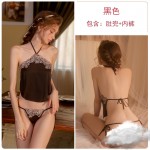 Guiruo Fun Sleepwear Belly Pocket Sexy Split Lace Strap Underwear Passion Underwear Uniform Set 2479