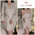 Guiruo Sexy Open Back Temptation Mesh Perspective Satin Slim Fit Slim Slim Sleeping Dress Outer Robe Women's Home Set 1984