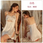 Guiruo Brand Comfortable Nightgown Sexy Hollow out Temptation Suspended Nightgown Lace up Outer Robe Women's Home Furnishing Set 2047