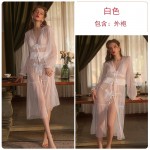 Guiruo Fun Lingerie Sexy Lace Perspective Passionate Lace up Three Point Robe Backless Uniform Temptation Set 2187