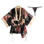 Guiruo European and American fun lingerie uniform seductive deep V print sexy role-playing Japanese kimono set 207