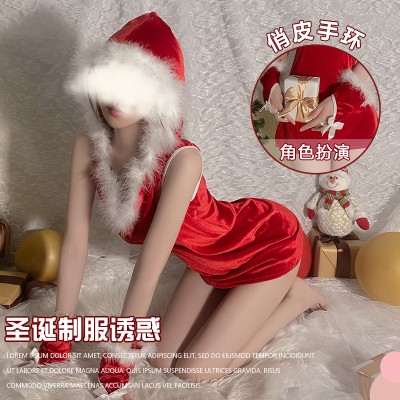 Guiruo Fun Lingerie with Hat Slim Fit Wrap Hip Skirt Sexy Slim Velvet Christmas Dress Uniform Fury Set 199023