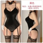 Guiruo Fun Underwear Velvet Sexy Deep V Tight Fit One Piece Open Range Rabbit Girl Role Playing Uniform Set 158