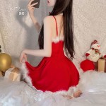 Guiruo Fun Lingerie Velvet Uniform Temptation Role Play Open Back Sleeping Dress Rabbit Girl Christmas Dress Set 2402