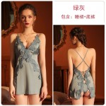 Guiruo New Suspended Sleeping Dress Sexy Clothes Human Fun Lingerie Lace No Chest Pad Satin Home Furnishing Collection 495