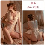 Guiruo Fun Lingerie Sexy Deep V Passion Lace Free Perspective Lace Up Bodysuit Uniform Set Issued on behalf of 025