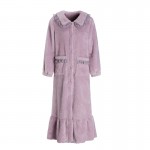 Guiruo Brand Flannel Sweet Doll Neck Elastic Cuffs Comfortable Women's Thick Outer Robe Home Suit Set 2876