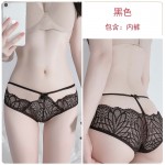 Guiruo Spring/Summer Fun Lingerie Women's Sexy Lace Perspective Attraction Cute and Sweet Bow Knot Low Waist Underwear 1153