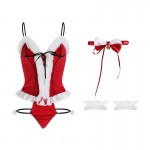 Guiruo Fun Lingerie Velvet Christmas Dress Sexy Straps Gather Hollow out Temptation One Piece Uniform Set 2779