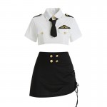 Guiruo Fun Lingerie Sexy Short Shirt Wrapped Hip Fold Show Thin Short Skirt Professional Dress Uniform Fury Set 1631