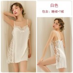 Guiruo Brand Sexy Underwear Temptation High end Lace Pajamas Women's Open Back Strap Set Sleepwear Home Suit 542