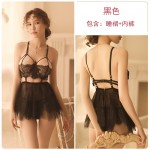 Guiruo New Fun Sexy Breast Support Underwear Seduction Perspective Set Sleepwear Hollow Lace Hot Set 176#