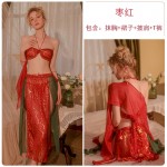 Guiruo Fun Lingerie Sexy and Tempting Ancient Style Shawl Bra Comfortable Lace up Neck Hanging Dress Uniform Set 2333