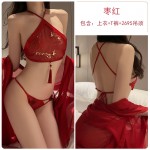 Guiruo Fun Lingerie Sexy National Style Gold Stamped Pajamas Hot Hanfu Temptation Pure Desire Bed Uniform Set 2695