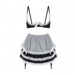 Guiruo Fun Lingerie Sexy Breast Dewing Temptation Steel Ring Gathering Waist Short Skirt Student Uniform Fury Set 1473