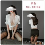 Guiruo Fun Underwear Perspective Temperament Cardigan Sexy Wrap Hip Short Skirt OL Teacher's Uniform Temptation Passion 088