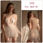 Guiruo Brand's New Fun Underwear Sexy Deep V Mesh Perspective Backless Temptation Sleeping Dress Set 1218