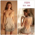 Guiruo Sexy Lace Perspective Temptation with Chest Cushion Pajama Folding Slim Slim Slim Slippery Sleepwear Home Suit Set 1383