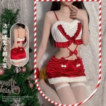 Guiruo Fun Underwear Sexy Christmas Velvet Open Back Suspended Dress Rabbit Girl Role Playing Uniform Set 2434