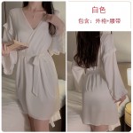 Guiruo Sexy, Comfortable, Sweet Ice Silk Pajamas Simple and Breathable Sling Sleeping Dress Outer Robe Women's Home Furnishing Set 2199