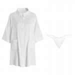 Guiruo Brand's New Fun Lingerie Women's Sexy Deep V Boyfriend Style Loose Shirt Uniform Temptation Set 1238