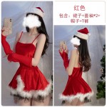 Guiruo Fun Lingerie Women's Christmas Velvet Pajamas Sexy Split Plush Sling Sleeping Dress Set Issued on behalf of 19989