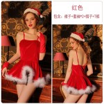 Qiruo Autumn and Winter Fun Lingerie Velvet Christmas Dress Split Pajama Sling Pajama Dress Uniform Set Issued on behalf of 19989