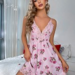 Guiruo Brand Sexy Printing Mesh Splice Lace Hanging Sleeping Dress Lace up Outer Robe Foreign Trade Home Set 9711