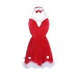 Guiruo Fun Lingerie Velvet Strap Dress Hollow out Plush Christmas Costume Role Playing Backless Uniform Set 2432