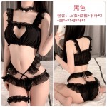 Guiruo Spring/Summer Fun Lingerie Sexy Hollow out Sexy Chiffon Perspective Attractive Cute Servant Uniform Set 610