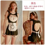 Guiruo Fun Lingerie Sexy Lace Up Breast Dewing Maid Maid with Hollow Back Temptation Bed Uniform Set 1608