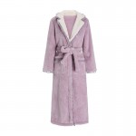 Guiruo Brand's New Flannel Long Nightgown Lace up Bathrobe Women's Thick Warm Home Suit Set J2873