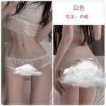 Guiruo Fun Underwear Sexy and Spicy Lace up Bow Knot Low Waist Underwear Free Transparent Women's Triangle Pants 2120