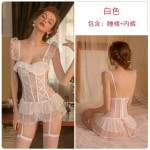 Guiruo Fun Lingerie Sexy No Take Off temptation One Piece Clothing Steel Ring Gathering Chest Cushion Mesh Uniform Sexy Set 2123