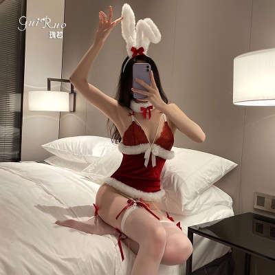 Guiruo Fun Underwear Sexy Backless Temptation Pure Rabbit Girl Dress Velvet Role Playing Uniform Set 2573