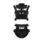 Guiruo Fun Underwear Retro Plate Buckle Sexy Backless Sexy Role Playing Maid and Servant Uniform Set 745