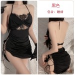 Guiruo Brand Fun Underwear Sexy Bra, Open Back Strap, Neck Fold, Pure Desire Short Skirt Uniform Set 2356