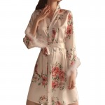 Guiruo Brand Sexy Temptation Pajamas Printed Sweet Beauty Comfortable and Breathable Lace up Outer Robe Home Set 19279