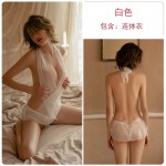 Guiruo Brand Fun Underwear Sexy Deep V Mesh Perspective Attractive Hot Backless One Piece Uniform Set 214