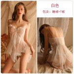 Guiruo Brand Fun Underwear Sexy Mesh Ruffle Edge Sweet Nightwear Fluffy Skirt Women's Home Fur Set 1721