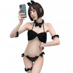 Guiruo Fun Lingerie Uniform Temptation Golden Velvet Bow Tie Bra Sexy and Playful Rabbit Girl Set Female 684