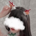 Guiruo Fun Accessories New Year Red Sweet Forest Flocked Elk Hair Hoop Net Red Photo Decoration Agency Release P18